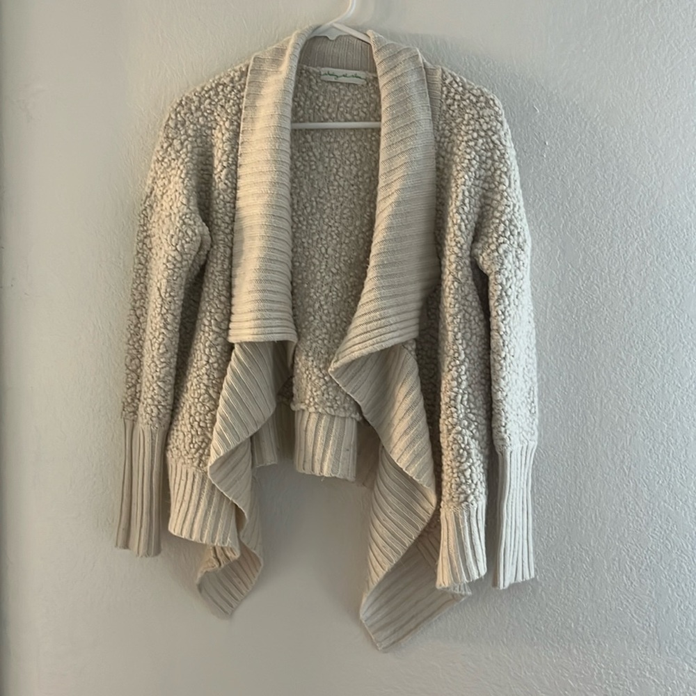 Anthropologie staring at star white knit open cardigan